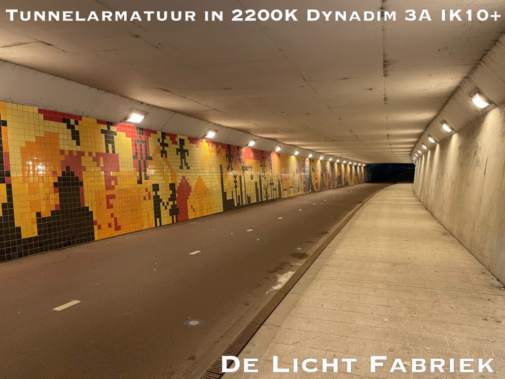 Tunnel gebogen polycarbonaat afscherming 2200K Dynadim 3a IK10 dimbaar